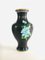 Big Chinese Black Flower Illustrated Cloisonné Enamel Vases, 1960s, Set of 2 5
