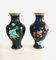 Grands Vases en Fleurs Cloisonnés Illustrés Fleur Noire, Chine, 1960s, Set de 2 1