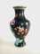 Big Chinese Black Flower Illustrated Cloisonné Enamel Vases, 1960s, Set of 2 6