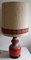 Lampe de Bureau Vintage en Céramique Vernie Orange-Brune avec Abat-Jour en Tissu Beige-Orange, 1970s 1