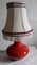 Lampe de Bureau Vintage en Céramique avec Base Orange et Abat-Jour en Tissu Beige par Fürst Adolf Werkstätte pour Kunstkeramik Bückeburg, 1970s 1