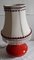 Vintage Keramik Tischlampe mit orangenem Gestell und Beigem Stoffschirm von Fürst Adolf Werkstätte für Kunstkeramik Bückeburg, 1970er 2