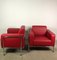 Red Imitation Leather and Chrome Kea Chairs from Emmegi, Set of 2 2