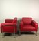 Red Imitation Leather and Chrome Kea Chairs from Emmegi, Set of 2, Image 2