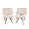 20th Century Swivel Chairs & Footrests in Natural Shearling, 1980s, Set of 2 1