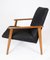 Danish Easy Chair with Stool in Teak and Dark Wool Fabric, 1960s 4