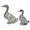 Duck Sculptures in Black & White Murano Glass by Archimede Seguso, Set of 2 1