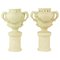 Biscuit Porcelain Vases on Separate Pedestals, France, Set of 2 1