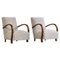 Art Deco Lounge Chairs in White Sheepskin and Stained Beech, Denmark, 1930s, Set of 2, Image 1