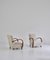 Art Deco Lounge Chairs in White Sheepskin and Stained Beech, Denmark, 1930s, Set of 2, Image 2