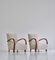 Art Deco Lounge Chairs in White Sheepskin and Stained Beech, Denmark, 1930s, Set of 2 16