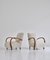 Art Deco Lounge Chairs in White Sheepskin and Stained Beech, Denmark, 1930s, Set of 2 3