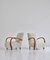 Art Deco Lounge Chairs in White Sheepskin and Stained Beech, Denmark, 1930s, Set of 2, Image 3