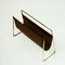 Large Mid-Century Austrian Leather and Brass Magazine Rack by Carl Auböck 3