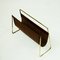 Large Mid-Century Austrian Leather and Brass Magazine Rack by Carl Auböck, Image 3