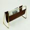 Large Mid-Century Austrian Leather and Brass Magazine Rack by Carl Auböck 8