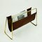 Large Mid-Century Austrian Leather and Brass Magazine Rack by Carl Auböck, Image 8