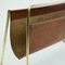 Large Mid-Century Austrian Leather and Brass Magazine Rack by Carl Auböck 10