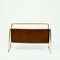 Large Mid-Century Austrian Leather and Brass Magazine Rack by Carl Auböck 2