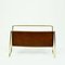 Large Mid-Century Austrian Leather and Brass Magazine Rack by Carl Auböck, Image 2