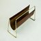 Large Mid-Century Austrian Leather and Brass Magazine Rack by Carl Auböck, Image 5