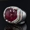 20 Carat Ruby and Diamonds 18 Karat White Gold Domed Ring 4