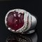 20 Carat Ruby and Diamonds 18 Karat White Gold Domed Ring, Image 4
