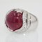 20 Carat Ruby and Diamonds 18 Karat White Gold Domed Ring 7