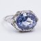 Antique 18k White Gold Ring with Synthetic Sapphire and Rosette Cut Diamonds, 1920s, Image 2