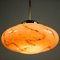 Art Deco Rod Pendant Lamp in Pink Marbled Glass & Brass, 1930s 3