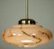 Art Deco Rod Pendant Lamp in Pink Marbled Glass & Brass, 1930s 5