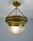 Lampada da soffitto Art Nouveau in ottone lucidato, Immagine 2