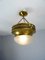 Lampada da soffitto Art Nouveau in ottone lucidato, Immagine 3
