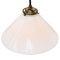 French Brass Pendant Lamp with White Opaline Milk Glass Shade 3