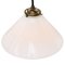 French Brass Pendant Lamp with White Opaline Milk Glass Shade, Image 3