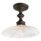 Vintage Industrial Glass Flushmount Ceiling Lamp from Holophane, Image 1