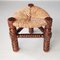 Mid-Century Spanish Wooden Stools with Rush Seats, Set of 2 2