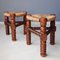 Mid-Century Spanish Wooden Stools with Rush Seats, Set of 2, Image 4