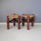 Mid-Century Spanish Wooden Stools with Rush Seats, Set of 2 5