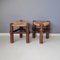 Spanische Mid-Century Holzhocker mit Geflochtenen Sitzen, 2er Set 5