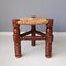 Tabourets Mid-Century en Bois avec Assises en Jonc, Espagne, Set de 2 10