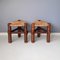 Spanische Mid-Century Holzhocker mit Geflochtenen Sitzen, 2er Set 3