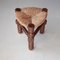 Mid-Century Spanish Wooden Stools with Rush Seats, Set of 2 1