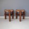 Spanische Mid-Century Holzhocker mit Geflochtenen Sitzen, 2er Set 9