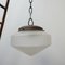 Antique German Etched Glass and Brass Conical Pendant Light 3