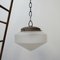 Antique German Etched Glass and Brass Conical Pendant Light 1