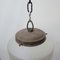 Antique German Etched Glass and Brass Conical Pendant Light, Image 2