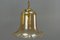 Vintage Bell-Shaped Glass and Brass Pendant Lamp 5