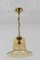 Vintage Bell-Shaped Glass and Brass Pendant Lamp, Image 8