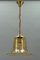 Vintage Bell-Shaped Glass and Brass Pendant Lamp 1